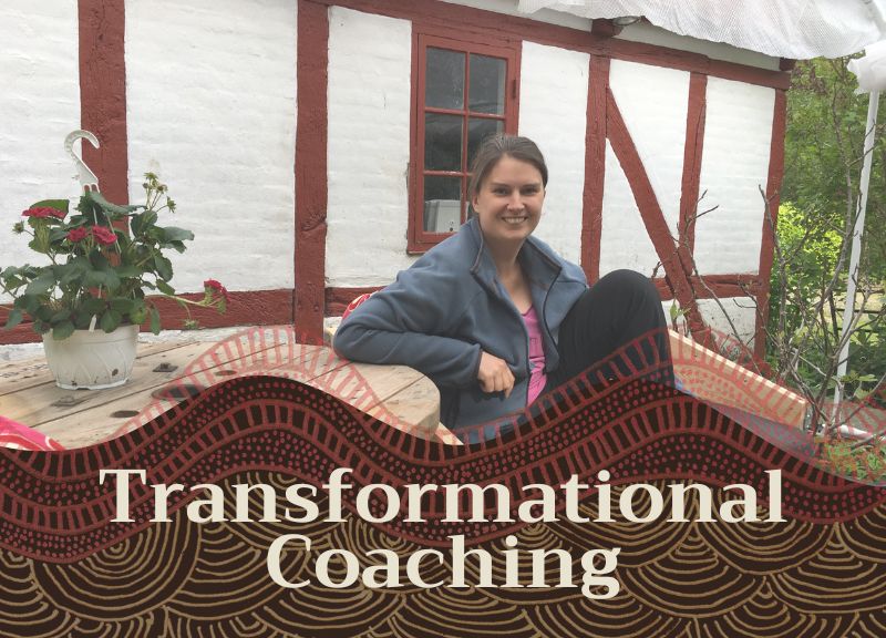 picture of Malene Fuglsig in the garden with the words Transformational Coaching